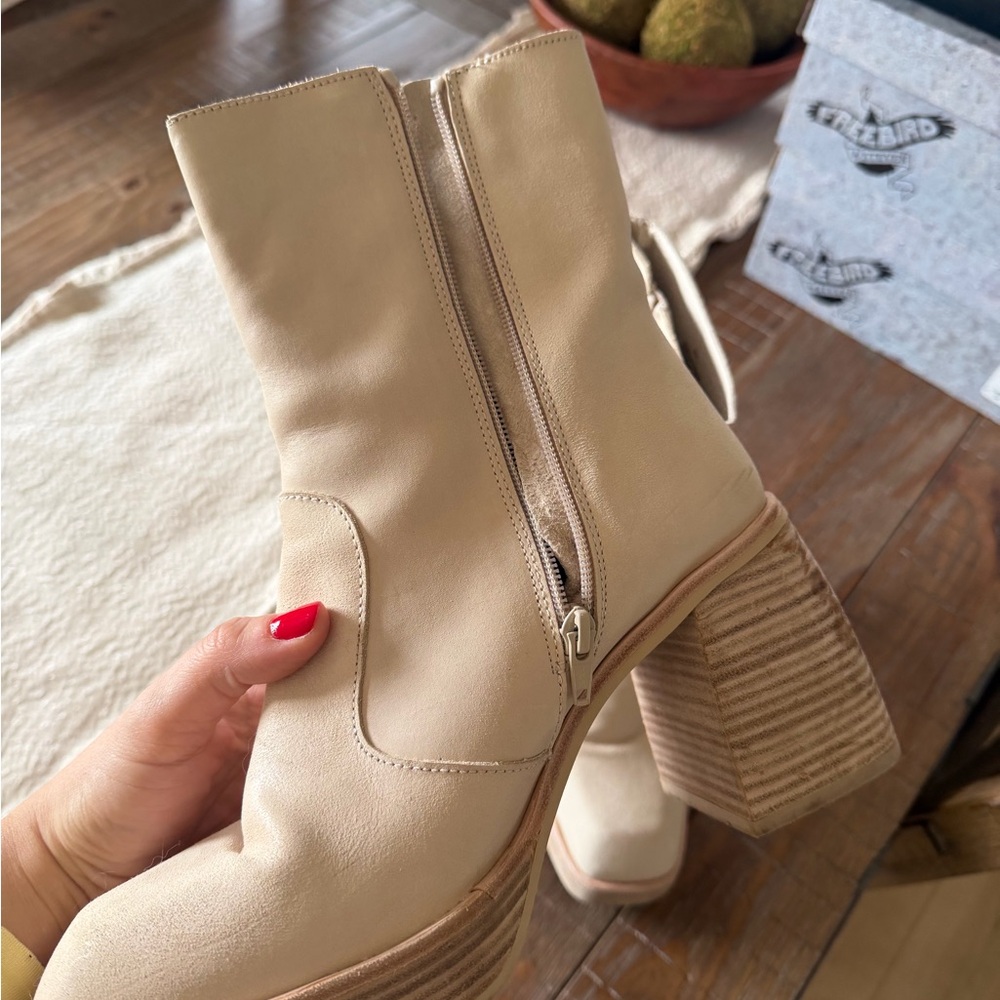 Free People Ruby Platform Cream Ankle Boots
